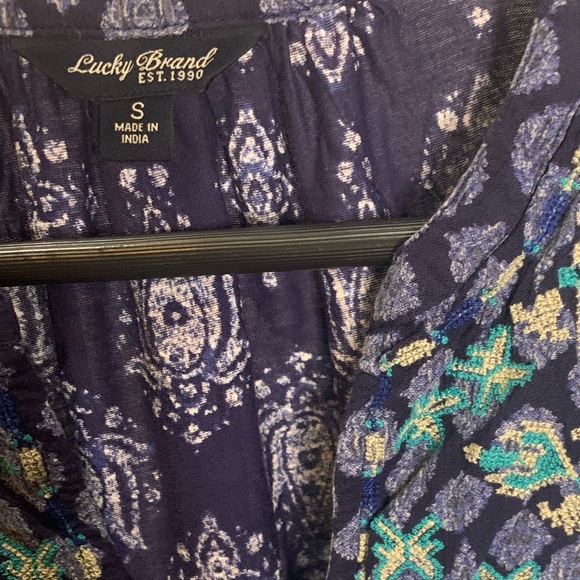 Lucky Brand Embroidered Bib Top Blue Size: S. - Picture 8 of 10